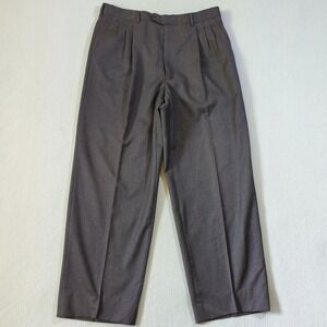 Vito Rufolo Mens Dress Pants 35x29 Brown Comero Merino Wool Pleated Italy